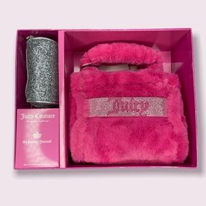 NWT JUICY COUTURE 😍 Pink Mini Fur Tote Gift Set - TikTok Viral 2023
